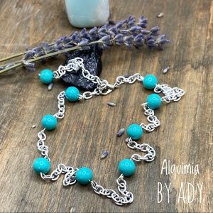 Alquimia silver and blue magnesite jeweled necklace